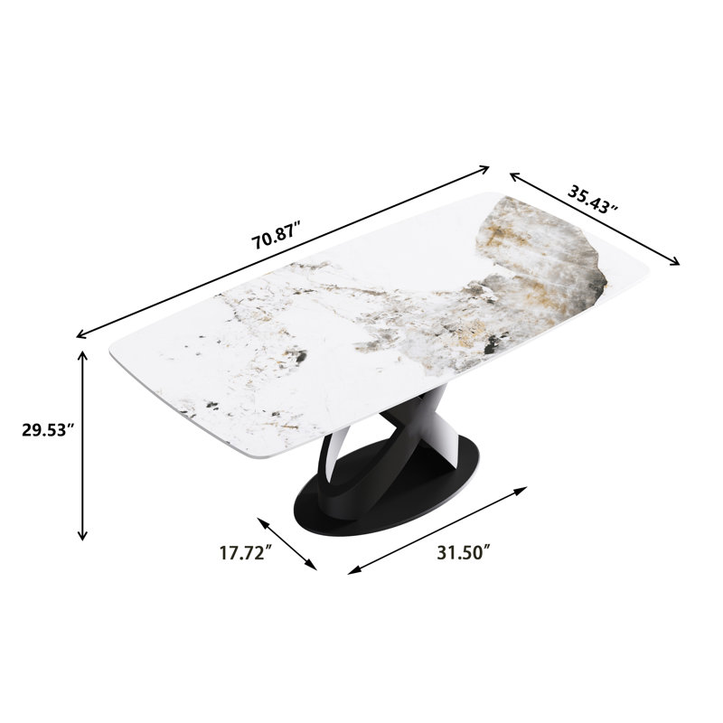 Table de salle à manger Sesteded, Noir, H 29,53 po x L 70,87 po x l 35,43 po, Pandora