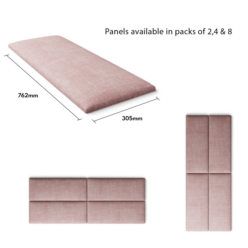Kayla-Mae 30 cm x 75 cm Peel and Stick Upholstered Wall Paneling in Tea Rose