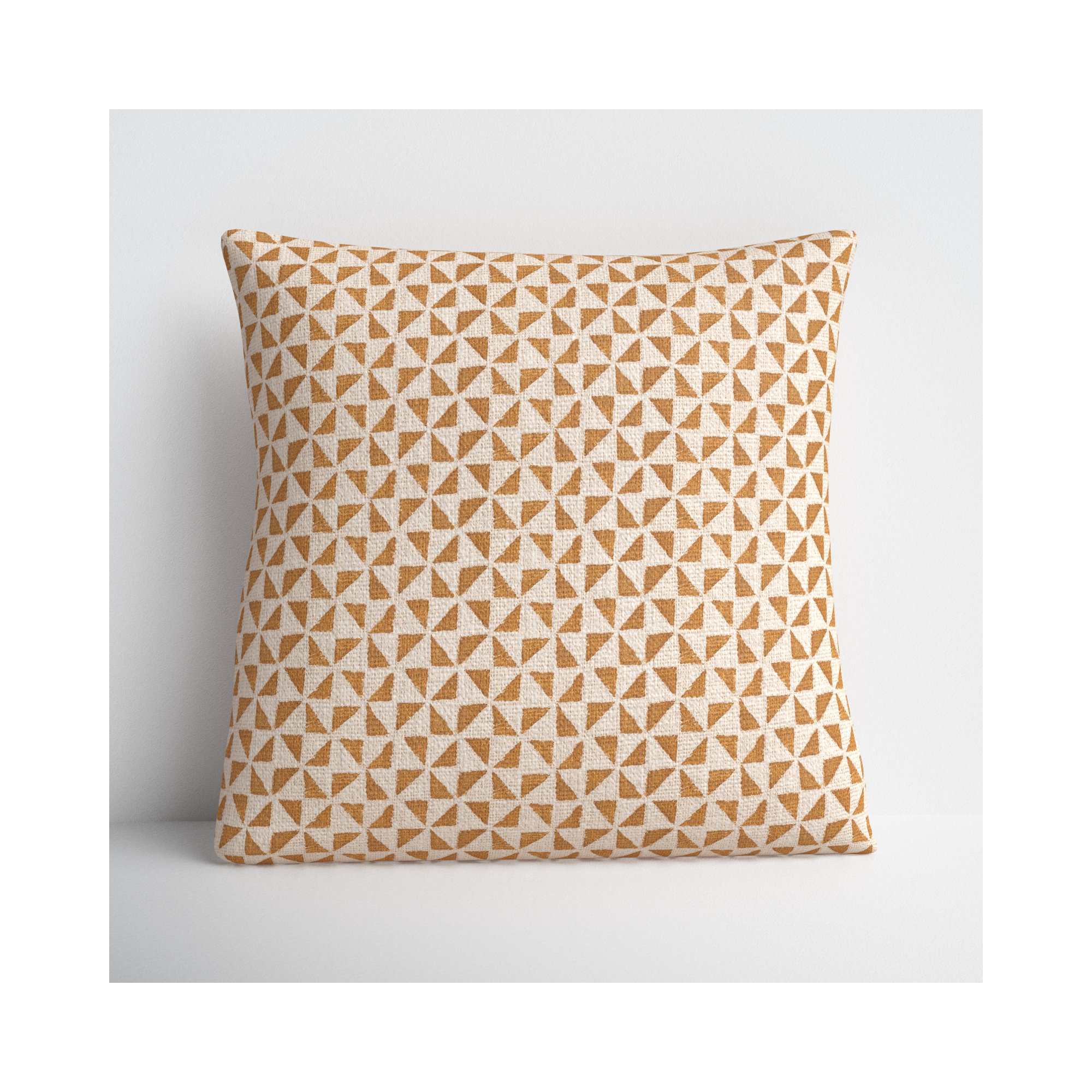 Zetta Geometric Cotton Throw Pillow, Beige/Camel, Down, 22" x 22"
