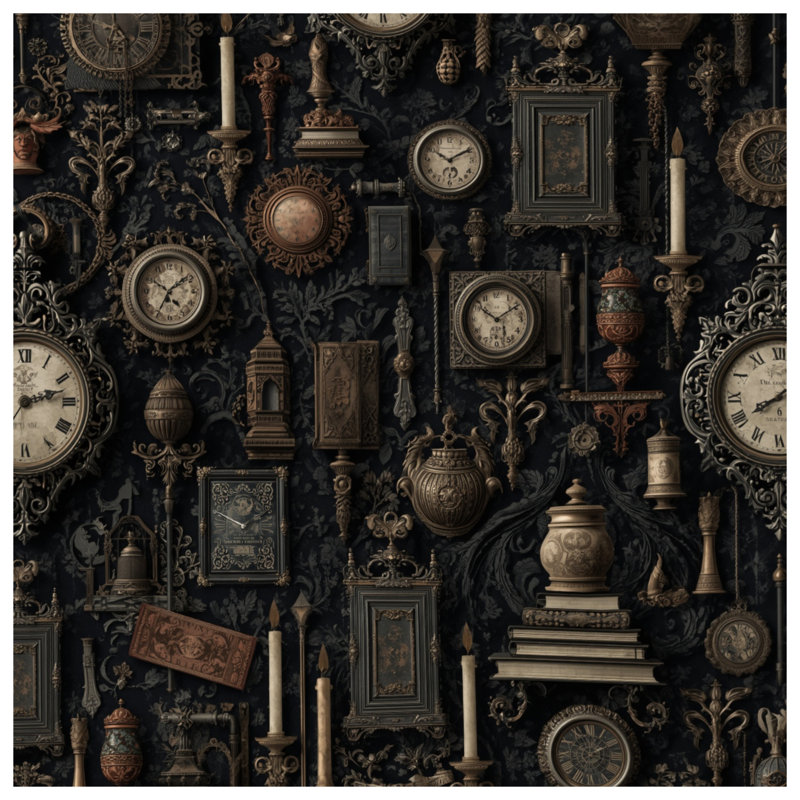Édredon et horloges rétro, Grand lit