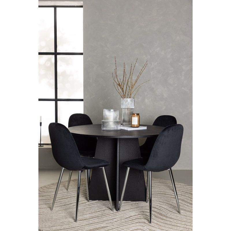 Alaniz 4 - Person Dining Set, Black, Black