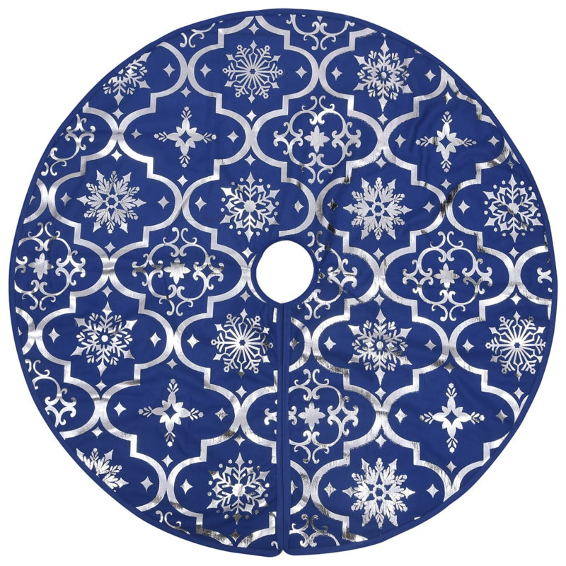 Kimber Luxury Christmas Tree Skirt with Sock, Blue, 90 cm