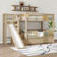 Lit superposé simple au-dessus de simple avec escalier de rangement, escalier en bois massif avec glissière et 2 tiroirs-986782148