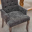 Élégante chaise de salle à manger en chenille capitonnée avec pieds en bois courbés, confortable et élégante pour les salles à manger modernes-134683113-134683118