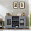 Élégante armoire à buffet, 2 tiroirs, porte-bouteilles en verre et à vin, armoires à portes attrayantes, pour la cuisine et la salle à manger, armoire buffet exquise en chêne bleu avec porte-étagère, salle à manger,