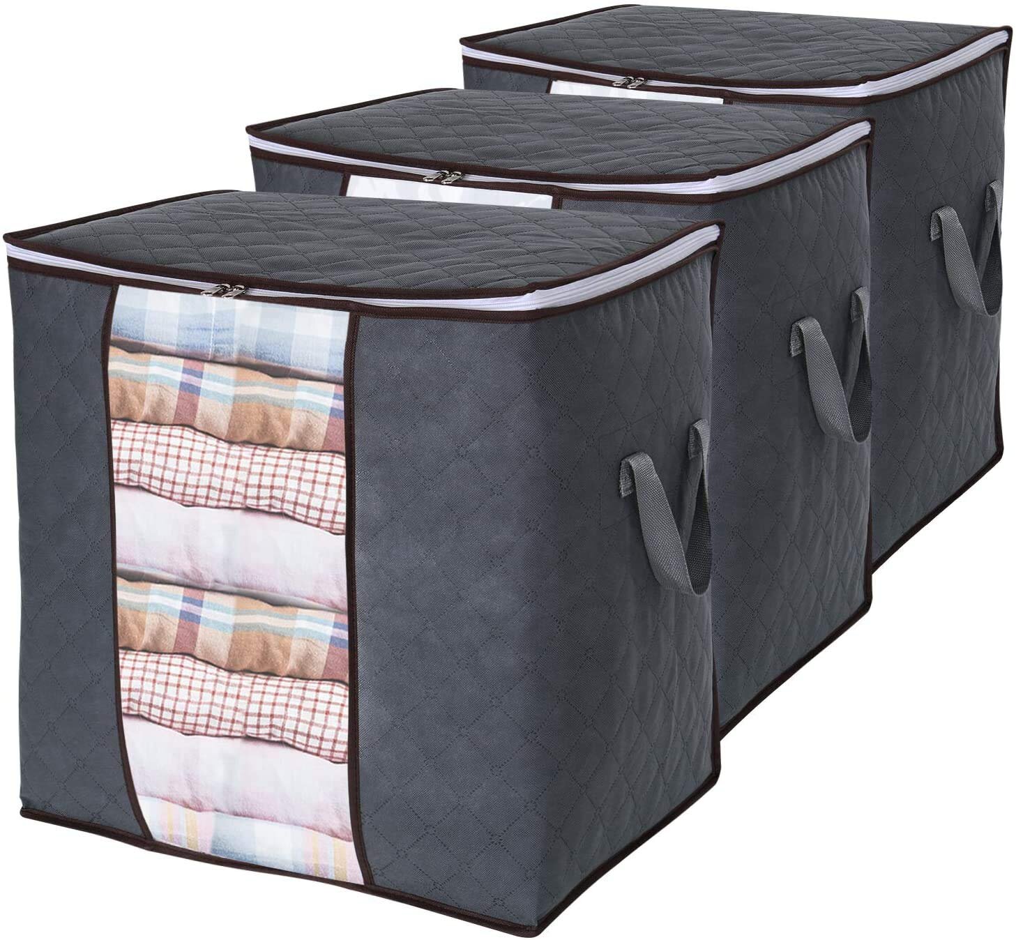 Buy CRAFTY CRAFT Foldable Underbed Storage Bag Wardrobe Organizer Blanket Storage  Bag for Comforter Blanket Cover Saree Clothing Bedding with Transparent  Window and Side Handles-(Set of 4 Blue) Online at Best Prices