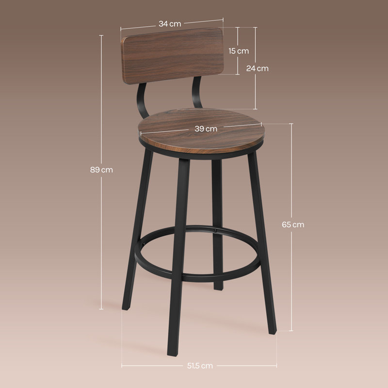 Anginette Counter Stool with Metal Frame, Black Brown/Black