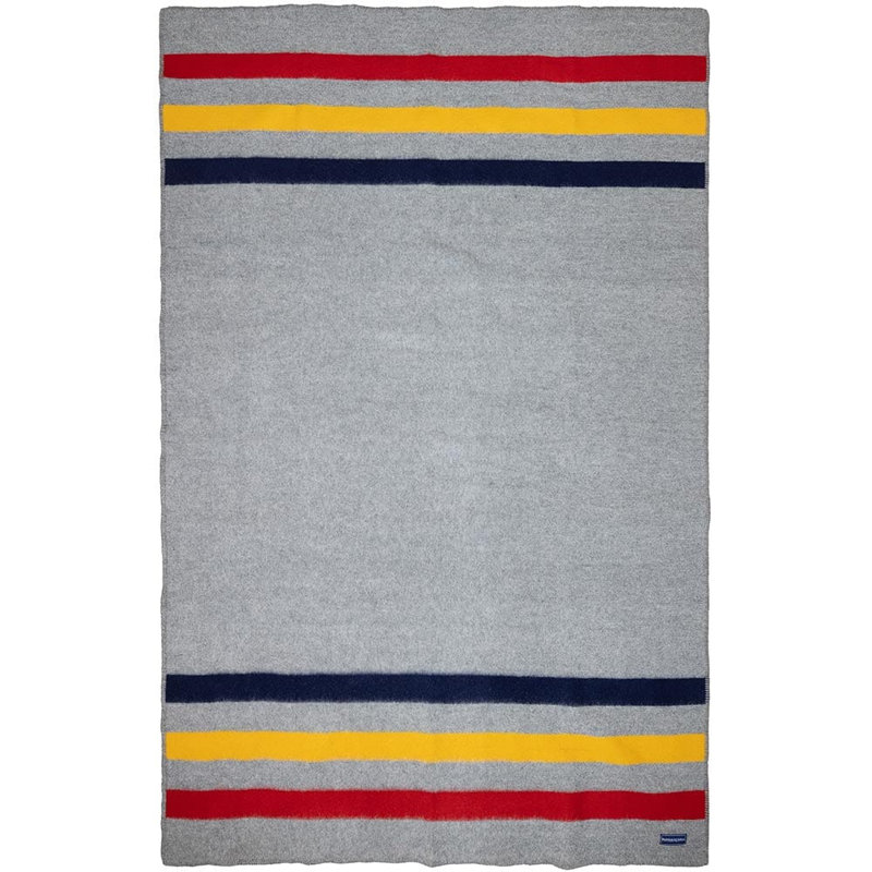 Frontier Collection Hand Woven Blanket, Gray/Red/Yellow/Blue, 48" x 72"