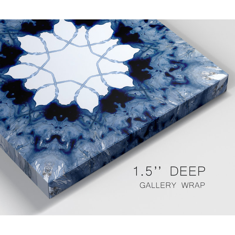 Indigo kaleidoscope I - ensemble de 2 reproductions d'art sur toile tendue, H 16 po x l 32 po x P 1 po