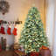 Arbre de Noël pré-éclairé en PE / PVC avec lumières chaudes et base en métal-1010865185