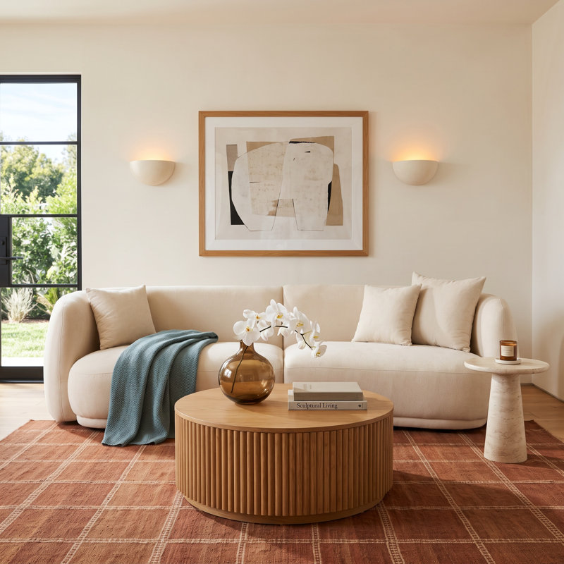 Homer 117" Upholstered Sofa, Ivory 100% Linen