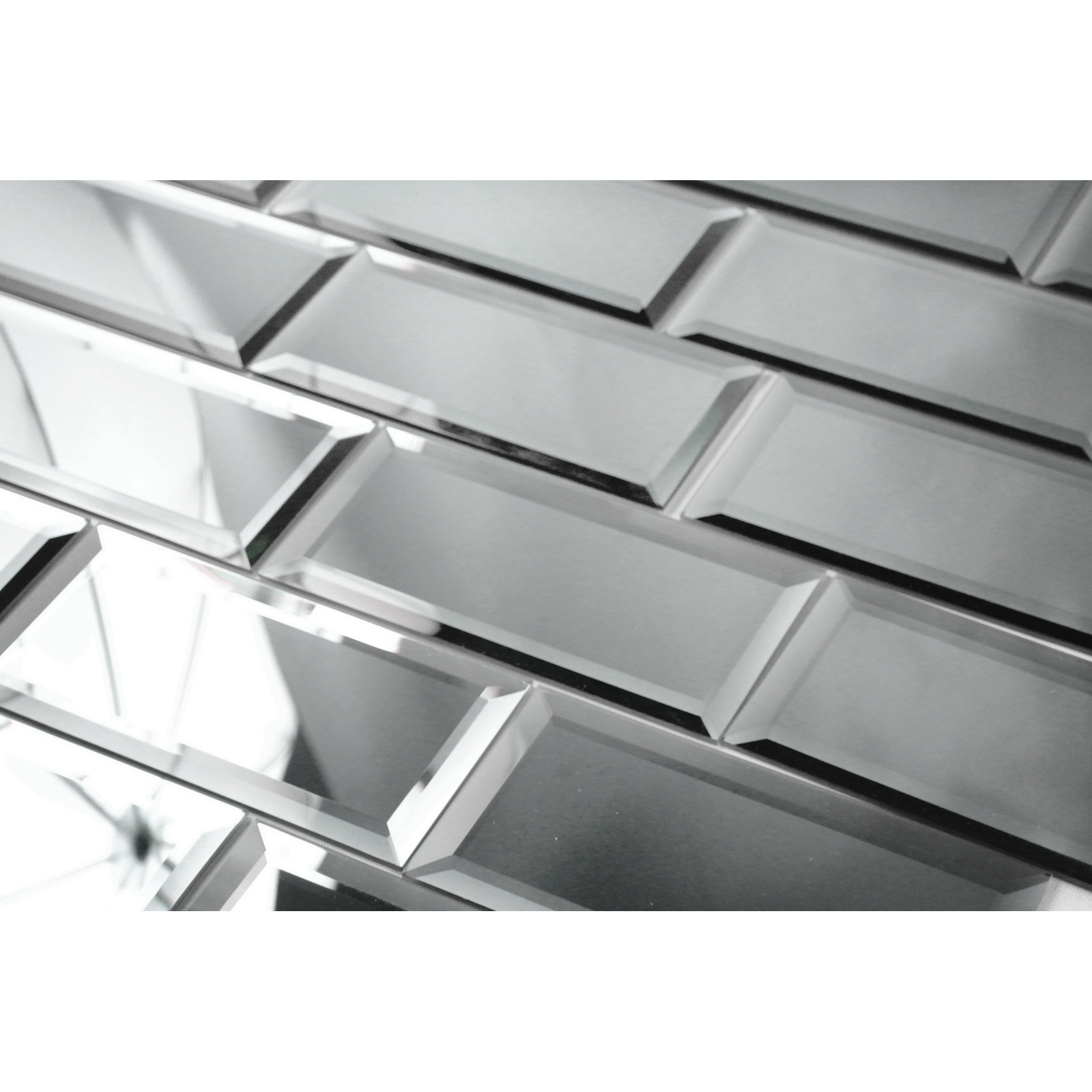 SAMPLE-Reflections Glass Mirror Peel & Stick Beveled Subway Tile