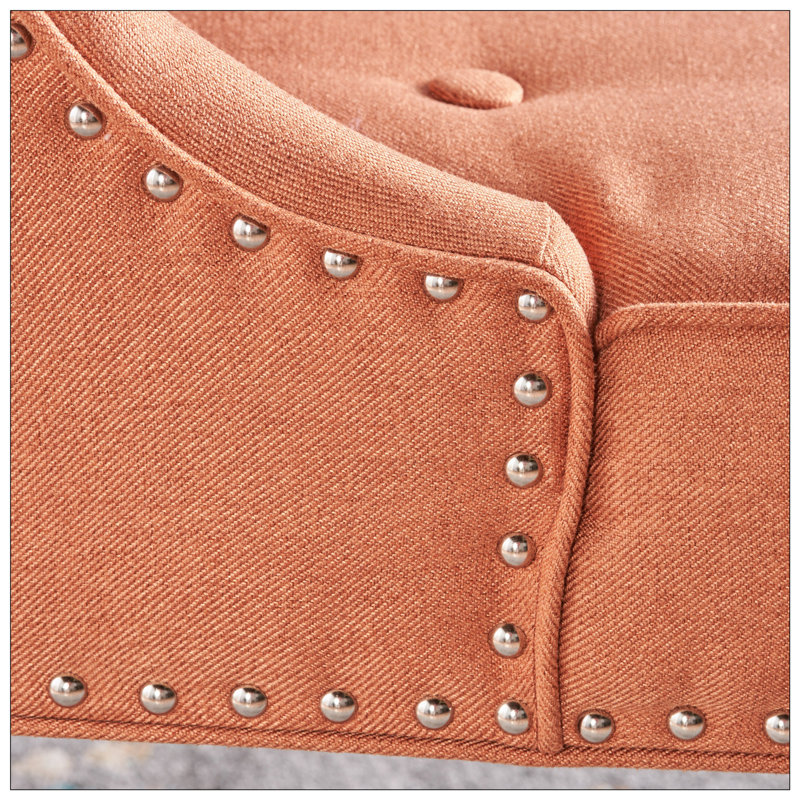 Fauteuil à oreilles capitonné Staas, Tissu orange