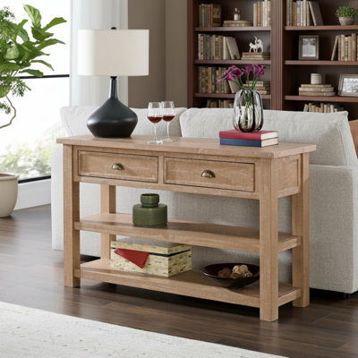 The Driftwood-Textured Sofa Side Table Adds A Touch Of Natural Tranquility To The Space.