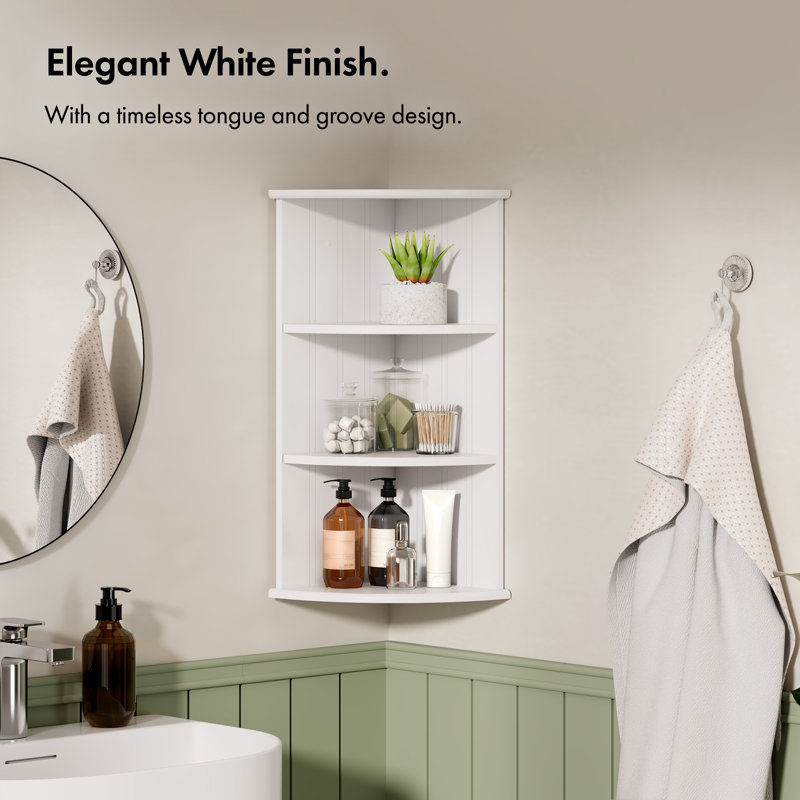 3-Tier Corner Bathroom Shelves, White