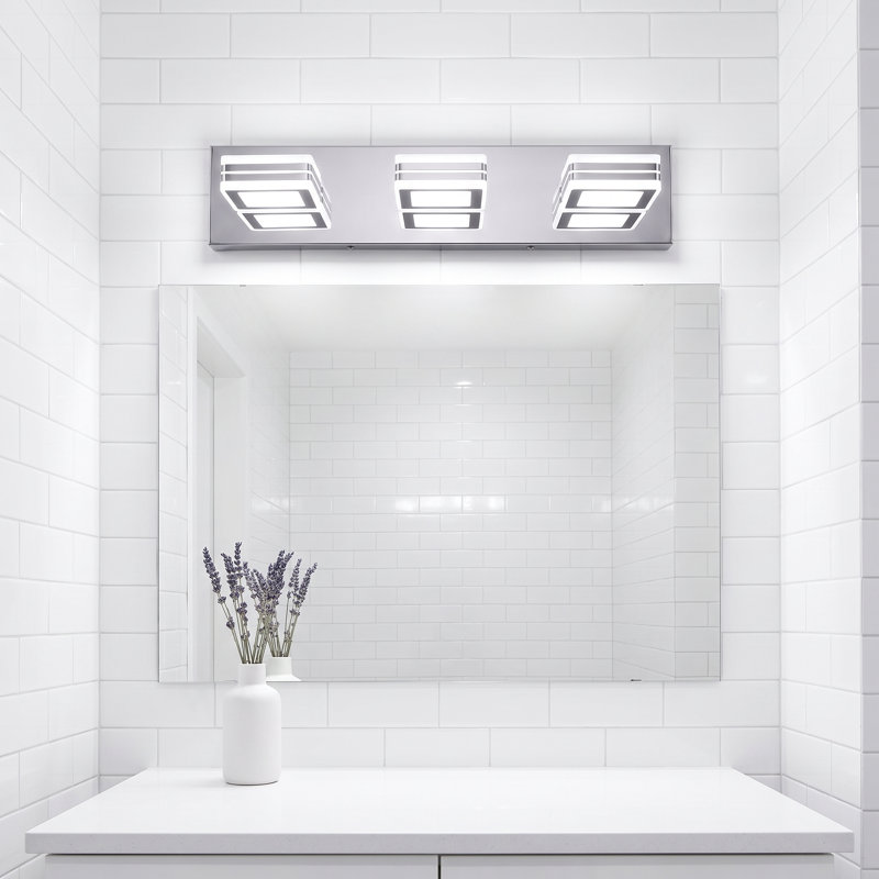 Applique murale moderne de salle de bain à 3 lumières DEL en chrome poli de 20 pouces, à placer au-dessus d'un miroir