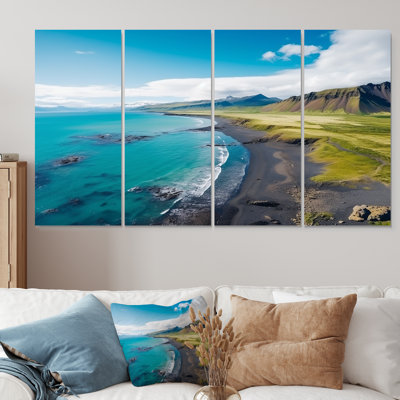 Plage, vue aérienne en Islande II - plage et océan, 4 pièces, art mural