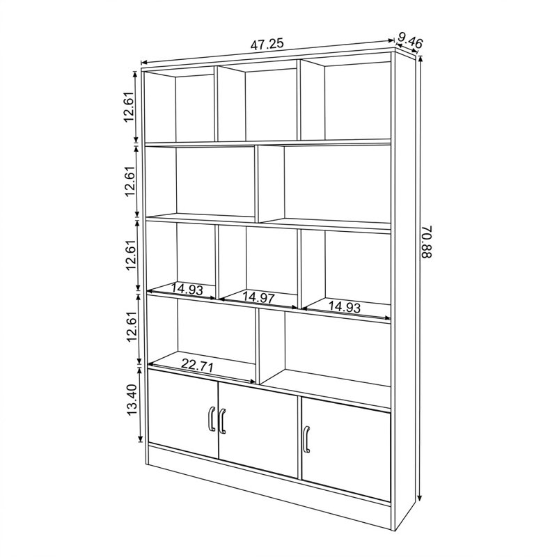 Bibliothèque moderne ouverte en bois avec armoires de rangement
