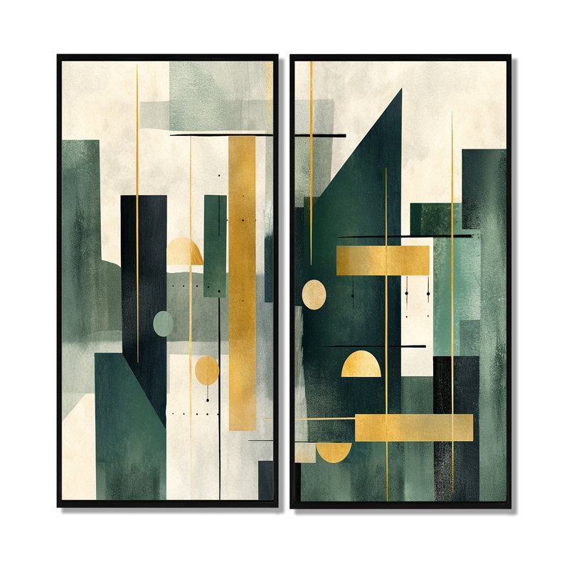 Univers vert doré - impressions sur toile modernes et vertes, 32" H x 32" W, Impression encadrée flottante, Black