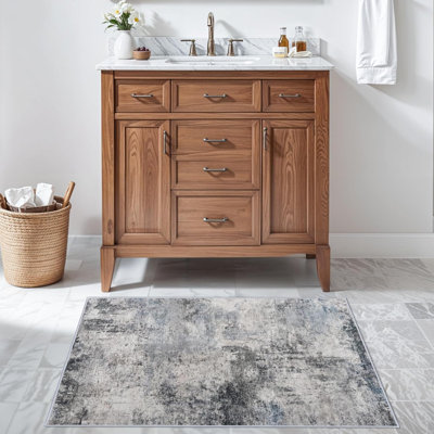 Washable Area Rug - Living Room Large Abstract Area Rug Soft Indoor Low Pile Carpet for Bedroom, Dining Room Non-Slip Backing Stain Resistant Distressed Decor Washable Mat Blue