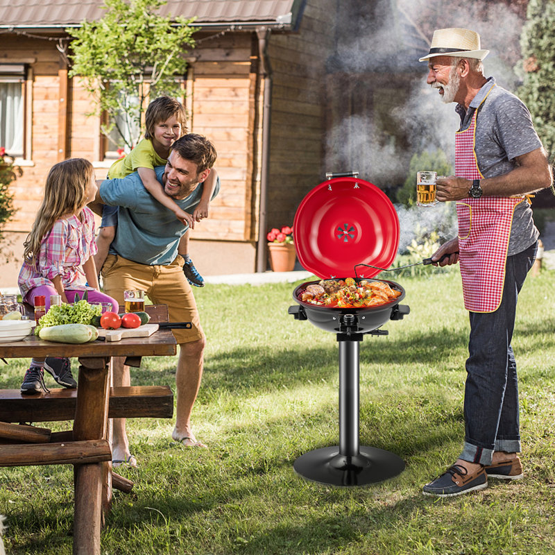Casart 45cm W x 47cm D Portable Single Burner Electric Grill, Red