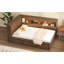 Lit de jour en bois pleine grandeur avec tablettes de rangement, USB, DEL et lit gigogne