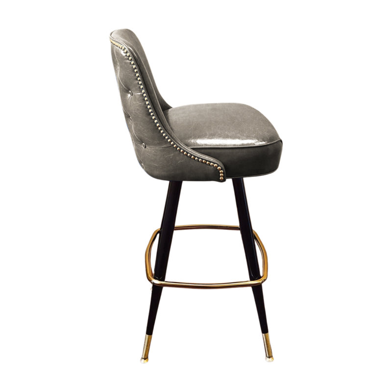 Tabouret de bar pivotant capitonné, Gris