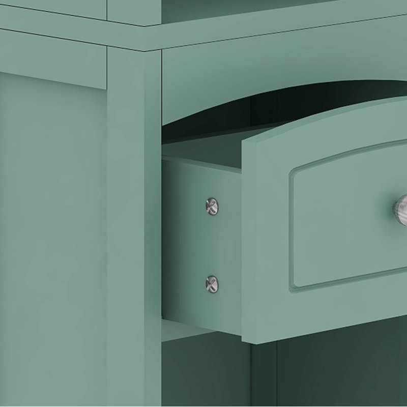 Freestanding Storage Cabinet With Drawer, Adjustable Shelf, Green