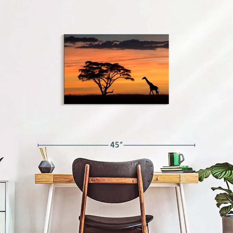 Alvord Masai Mara Giraffe At Sunset, 20" H x 30" W