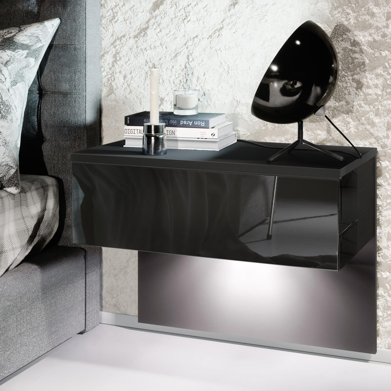 Leeward 60 cm W Bedside Table, Black, Black
