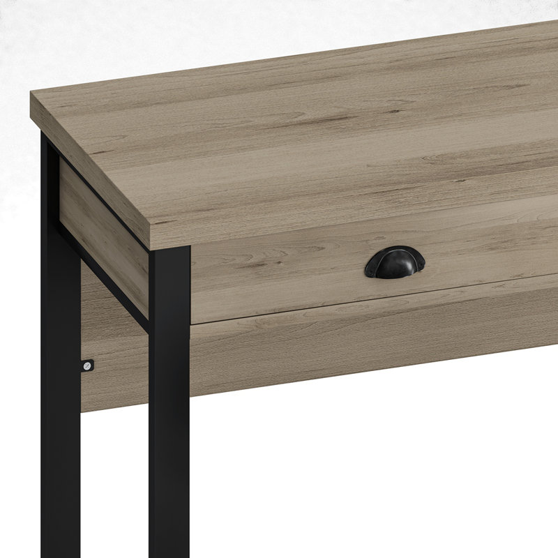 Ensemble de table de salle à manger à 3 tiroirs avec prises électriques, ensemble de table de bar avec tabourets circulaires en polyuréthane, facile à assembler, table gris-brun et tabouret noir