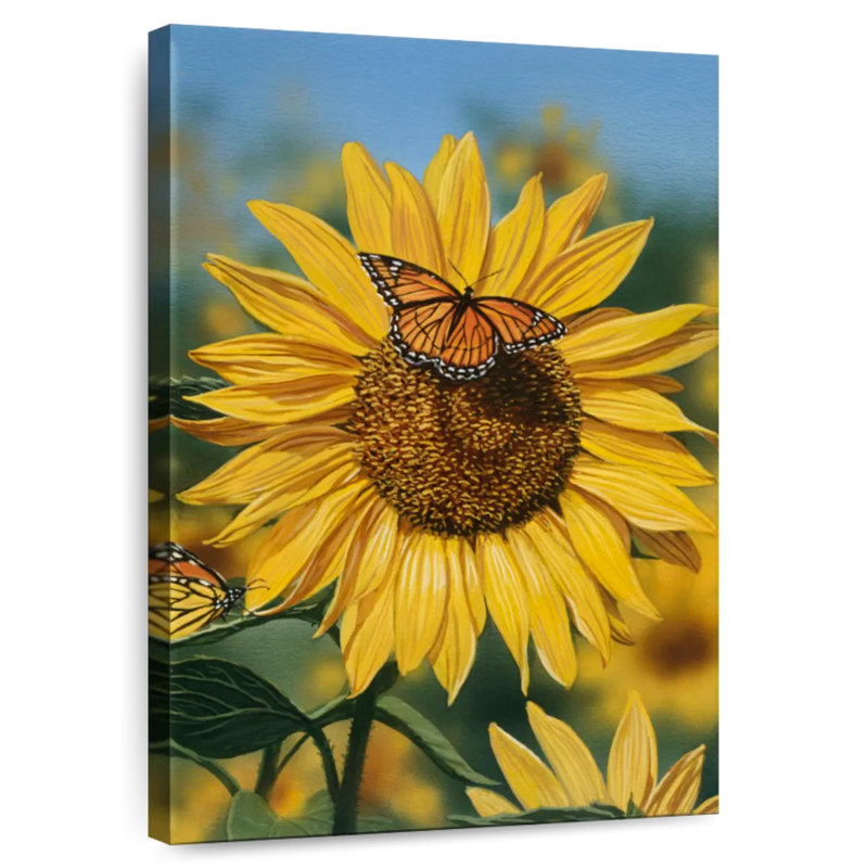Harnek, tournesols, papillons, saison estivale, H 30 po x l 20 po