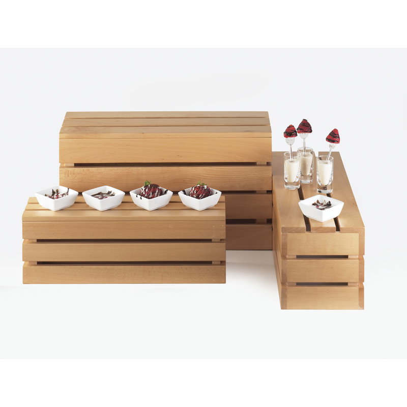 Natural Bamboo Rectangular Crate Riser Set