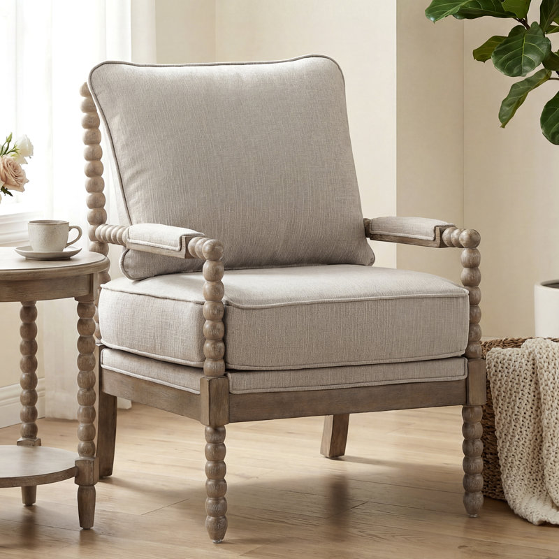 Chaise d'appoint Lorentz, Chenille crème, Brun