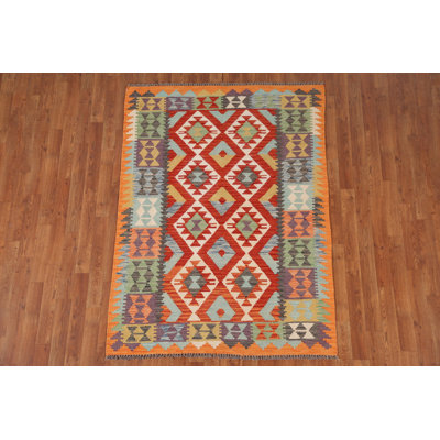 Geometric Wool Kilim Oriental Rug 4x6