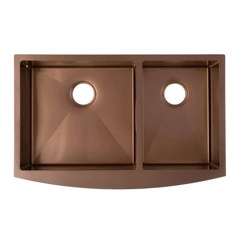 33'' L Double Bowl Stainless Steel Kitchen Sink, Bronze