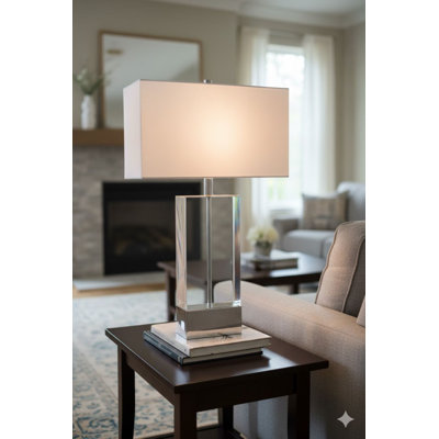 Transitional 1 Light Chrome and Crystal Table Lamp