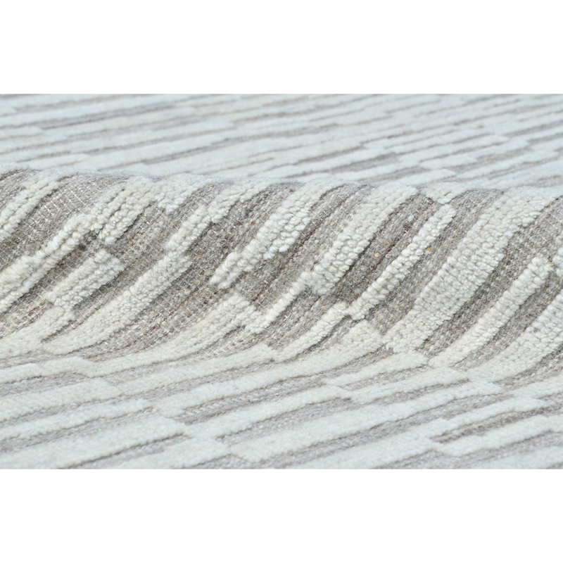 Hand Knotted Wool Abstract Area Rug in Beige/Brown/Natural, Rectangle 8' x 10'