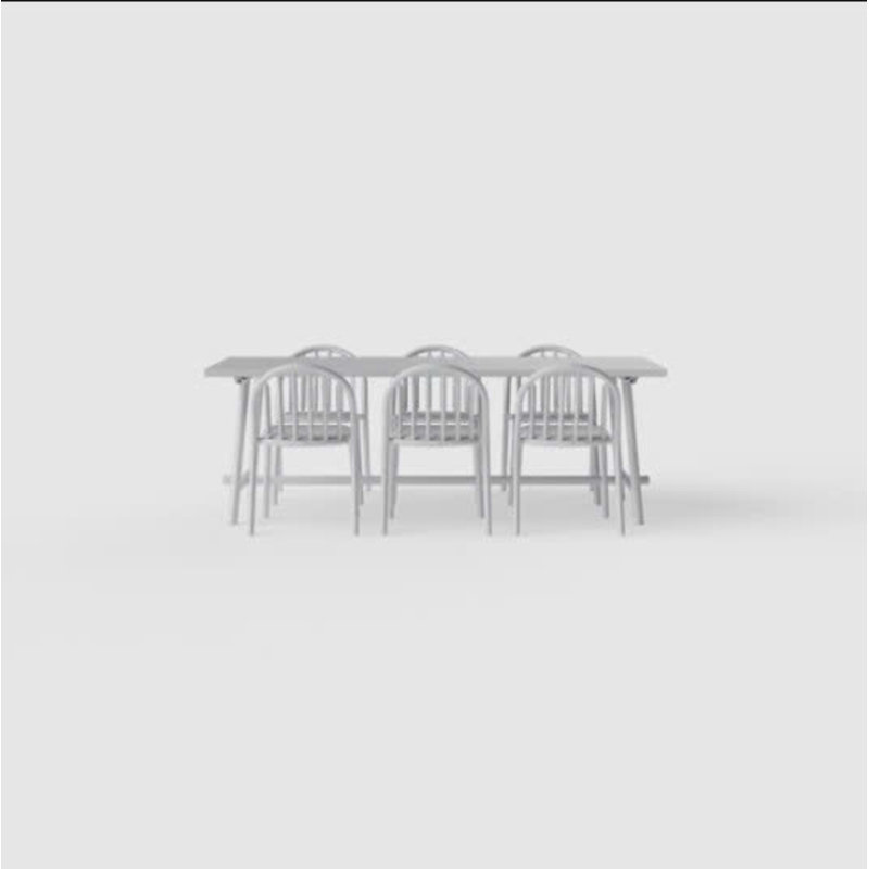 Fred 7 Piece Dining Set, 29.9" H x 86.6" W x 39.4" D, Light Gray, Gray