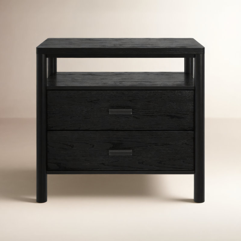 Kaplan Wood 29" Nightstand, Black