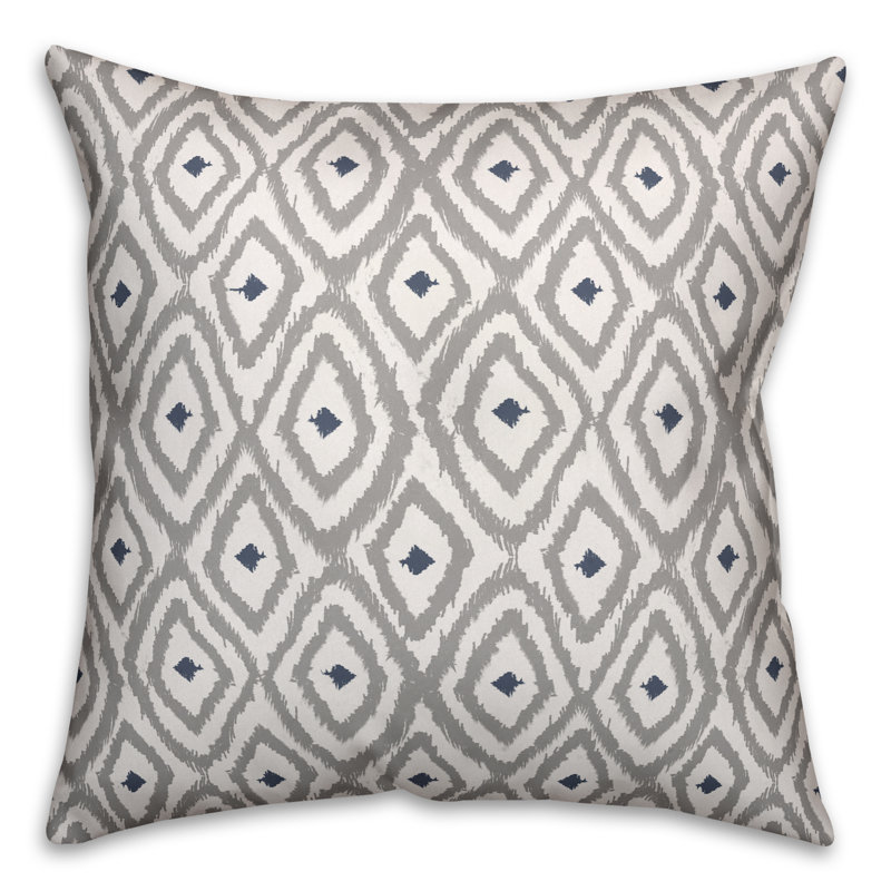 Diamond Ikat Reversible Throw Pillow, Gray, Polyester