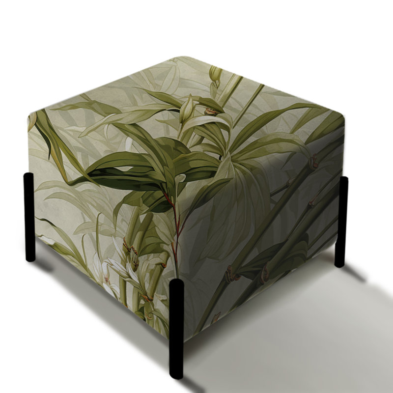 Bamboo Elegance Tropical Motif V - Repose-pieds carré tropical