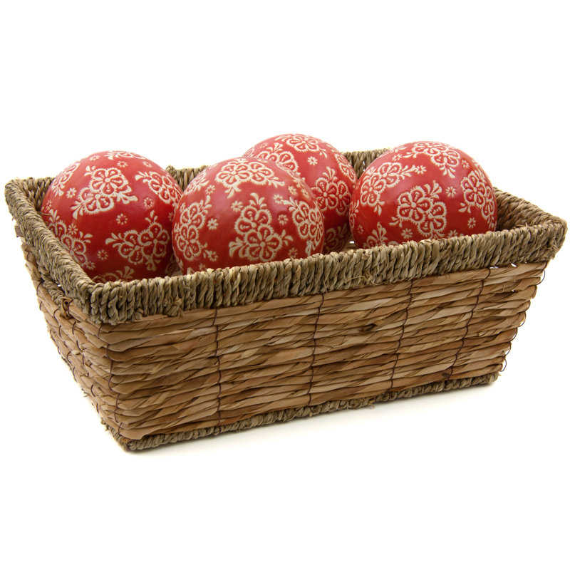 Solt Decorative Ball Set, Red Flowers