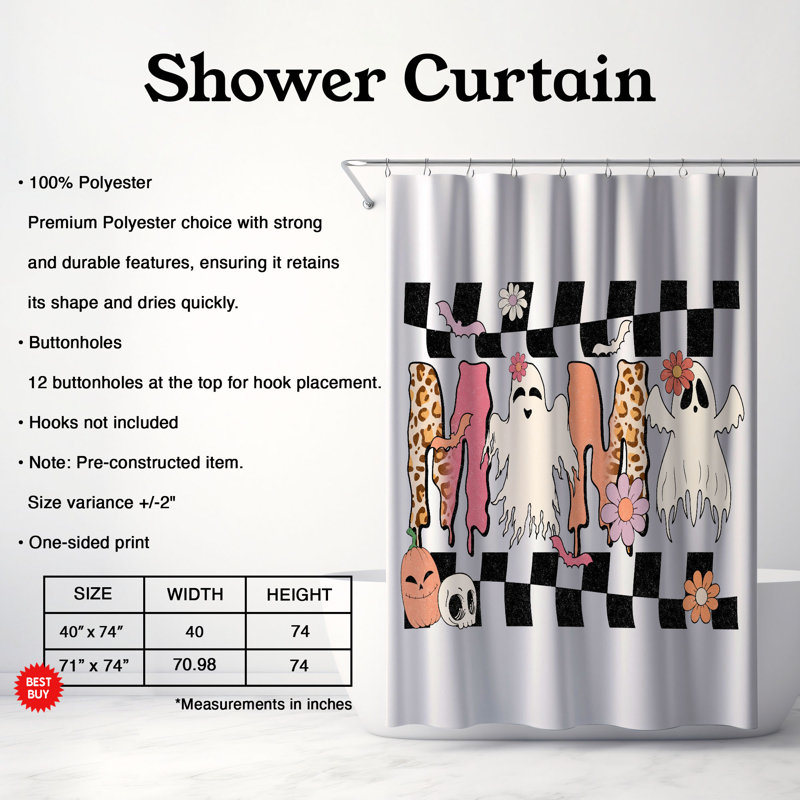 Rideau de douche 1 pièce Boo Mama, H 74 po x l 40 po