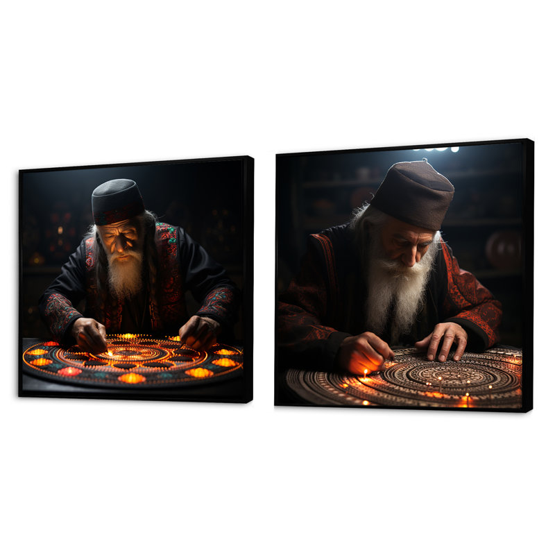 Judaism Kippah Traditions - Judaism Square, Cadre flottant noir, H 30 po x l 61 po