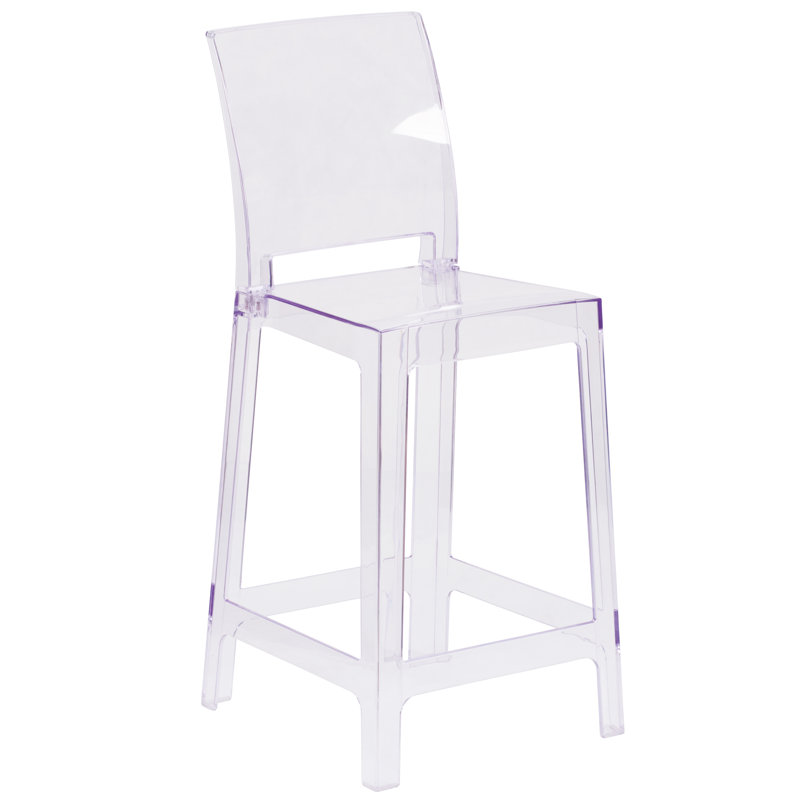 Tabouret de comptoir avec dossier carré en cristal transparent Imca - Chaises de mariage