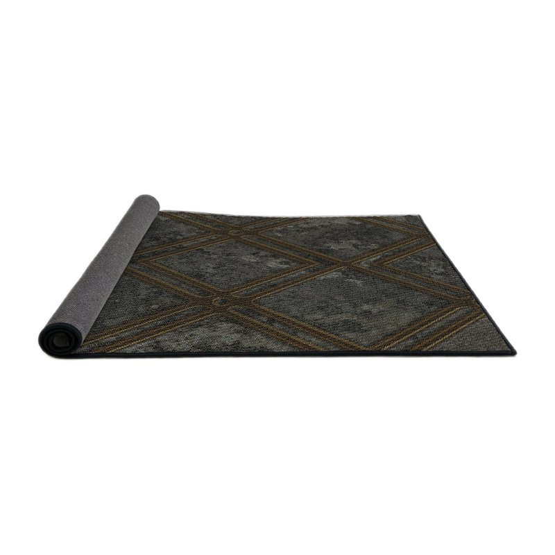 Tapis décoratif gris géométrique, Rond 4 pi