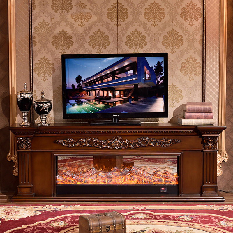 European-style TV cabinet electric fireplace, Brown