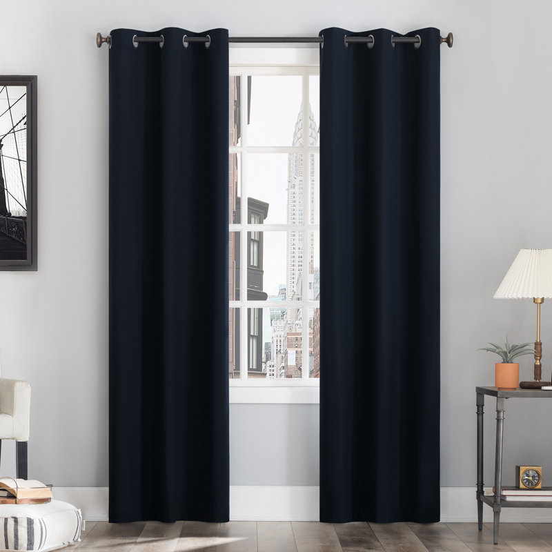 Thermal 100% Blackout Grommet Curtain Panel - Basics by Wayfair™, 40" W x 96" L, Navy