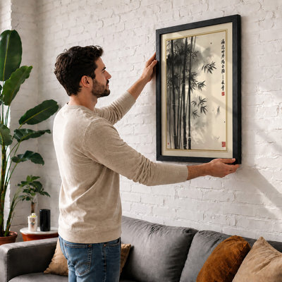 Bamboo in Mist Japandi - Framed Print